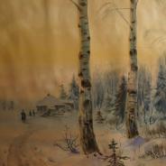 М.Балунин, «Зимний пейзаж», бумага, акварель, в оригинальной старой раме. Россия, конец XIX - нач. ХХ вв.