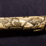 Старинная трость японского воина с рукоятью из слоновой кости 