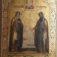 Икона с изображением преп.Сергия и Германа Валаамских. Российская Империя, XIХ век.