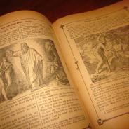 Большая старая 1850-х библия с гравюрами