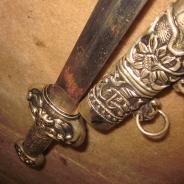 Восточный бронза с серебрением кинжал с ножнами 19-20 Bek #150