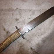 Охотничий заказной нож-тесак с дамаской стали редкий #500