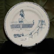 Декоративная тарелка с Медным Всадником на подставке.  Российская Империя,  XIX в.