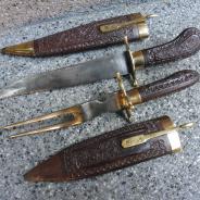 Старинные охотничий набор нож и вилка