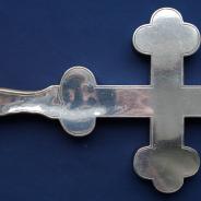 Старинный напрестольный крест с эмалями в стиле